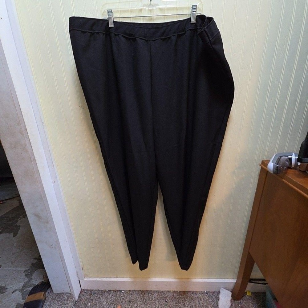Bend Over Dress Pants Womens 32W Black Microfiber Pull On Elastic Waist Pockets
